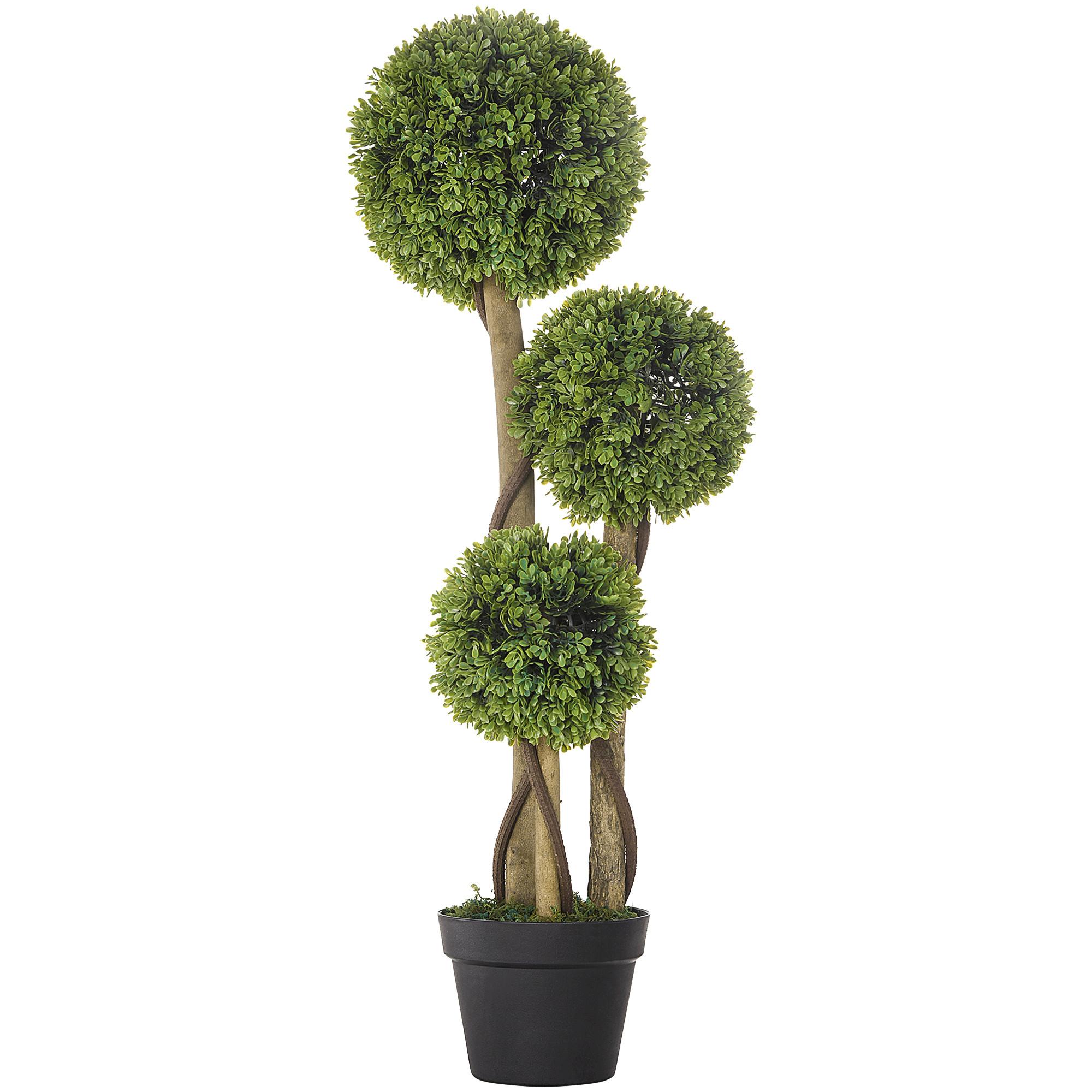 KÜNSTLICHE Pflanze, Kunstpflanze, 90 cm Buchsbaum im Blumentopf, Grün - Schwarz/Braun, Kunststoff (90cm) - HOMCOM