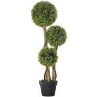 KÜNSTLICHE Pflanze, Kunstpflanze, 90 cm Buchsbaum im Blumentopf, Grün - Schwarz/Braun, Kunststoff (90cm) - HOMCOM
