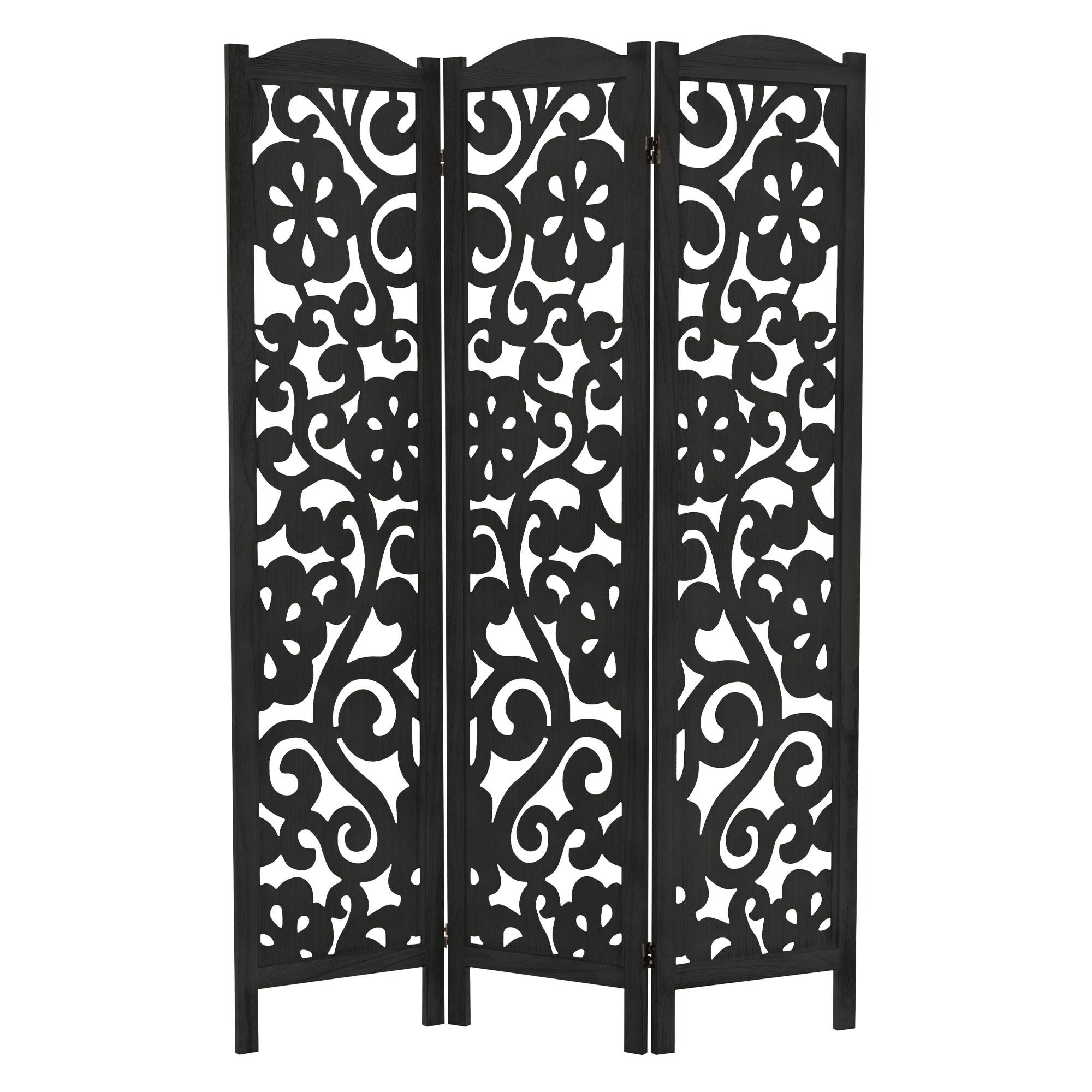 PARAVENT 3 teilig Yokohama 172x121 cm Schwarz aus Holz - Schwarz, Holz (121/172/2cm) - ML-DESIGN