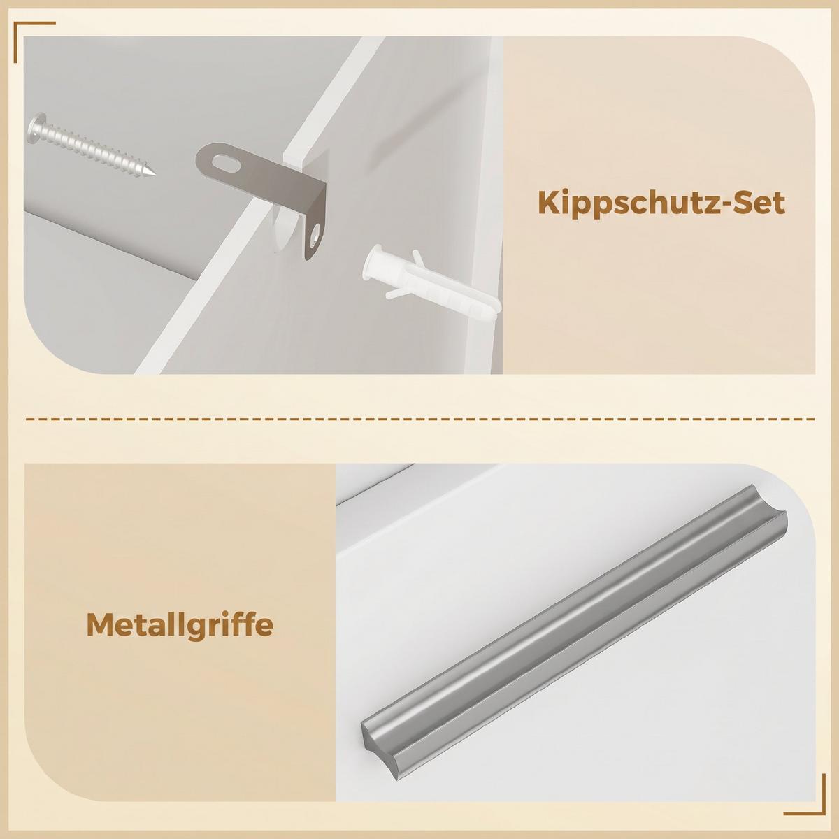 WASCHBECKENUNTERSCHRANK MDF Weiß - Silberfarben/Weiß, Holzwerkstoff/Metall (30/60/60cm) - HOMCOM