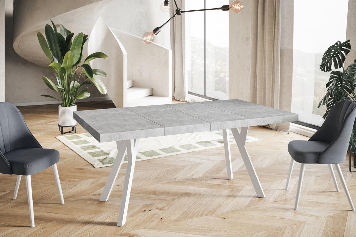 QUADRATISCHER Esstisch ausziehbar – Moderner Wohnzimmertisch und Küchentisch – Tisch mit Holzbeinen, Durchmesser 120 cm - 220 cm - Farbe Graphit - Weiß/Grau, Holzwerkstoff (120/120/77cm) - Alpi-Möbel