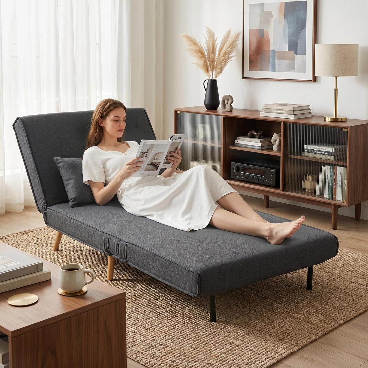SCHLAFSESSEL Polyester Grau - Grau, Textil/Metall (78/80/94cm) - HOMCOM