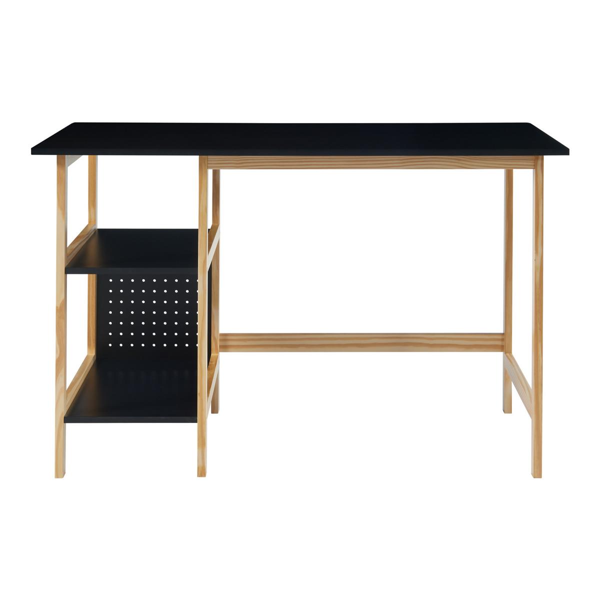SCHREIBTISCH Dønna - Schwarz/Naturfarben, Holzwerkstoff (120/60/75cm) - [en.casa]