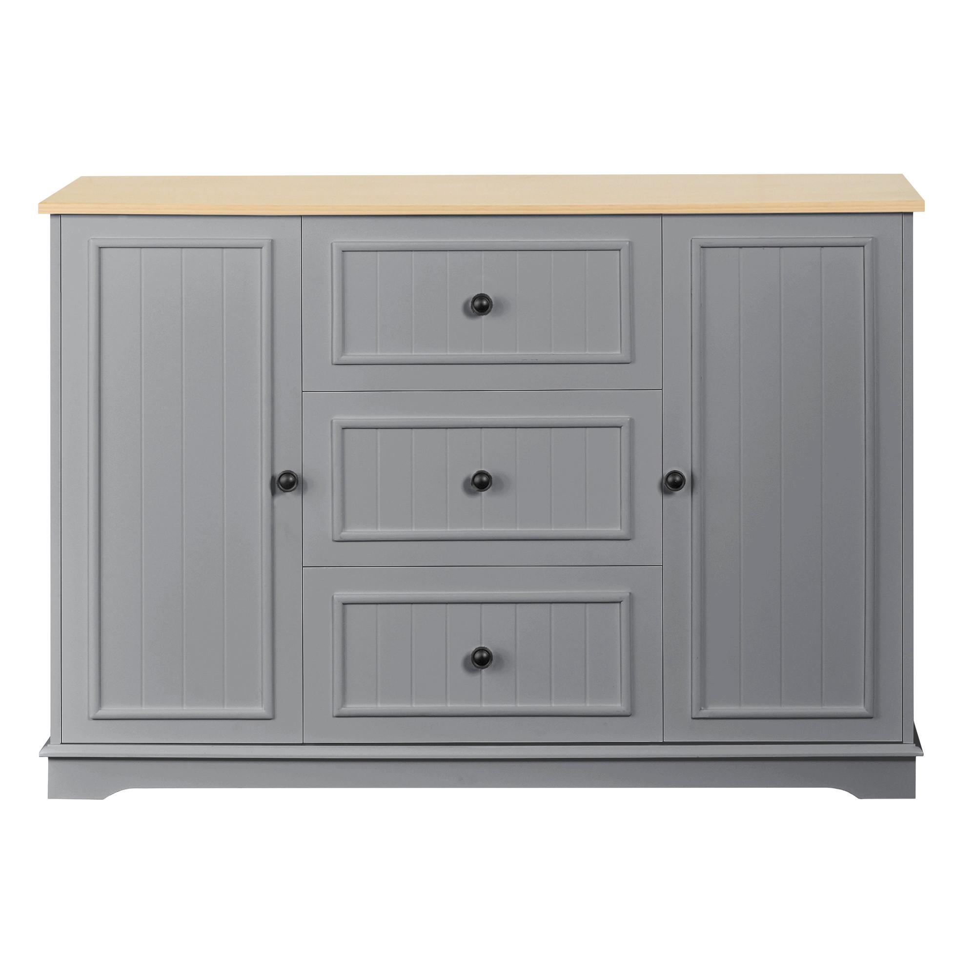 SIDEBOARD mit 3 schubladen & kühlschrank-türen - Grau, Holzwerkstoff (126/86/40cm) - Urban Meuble