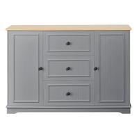 SIDEBOARD mit 3 schubladen & kühlschrank-türen - Grau, Holzwerkstoff (126/86/40cm) - Urban Meuble