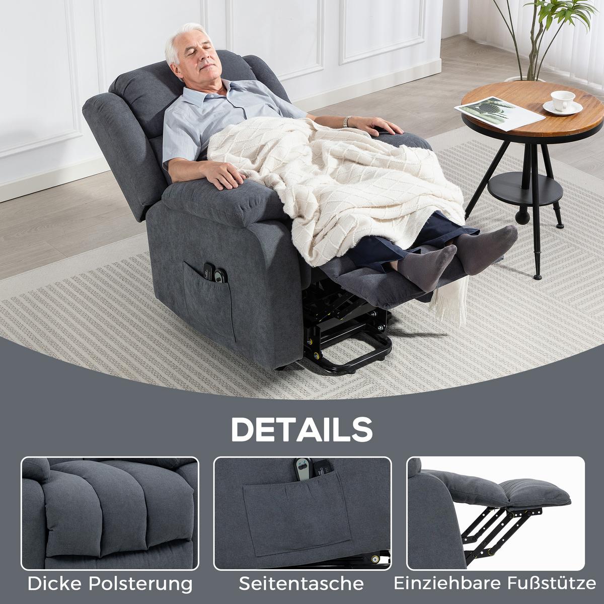 RELAXSESSEL Polyester Mehrschichtenplatte Dunkelgrau - Dunkelgrau, Textil (91/103/93cm) - HOMCOM
