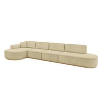 ECKSOFA Ottomane Links MARI-L3-v2 - 413x171x83 cm Beige Velours - Beige, Holzwerkstoff/Textil (413/171cm) - ALTDECOR