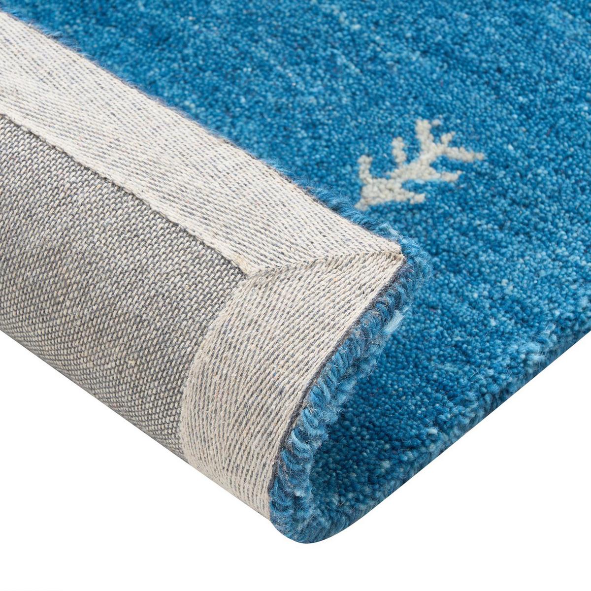 KURZFLOR-GABBEH Calti 230/160 cm - Blau, Textil (160/230cm) - Beliani