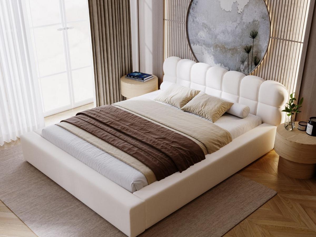 POLSTERBETT Plaza 180x200 Creme - Creme/Naturfarben, Holz/Kunststoff (180/200cm) - Graingold