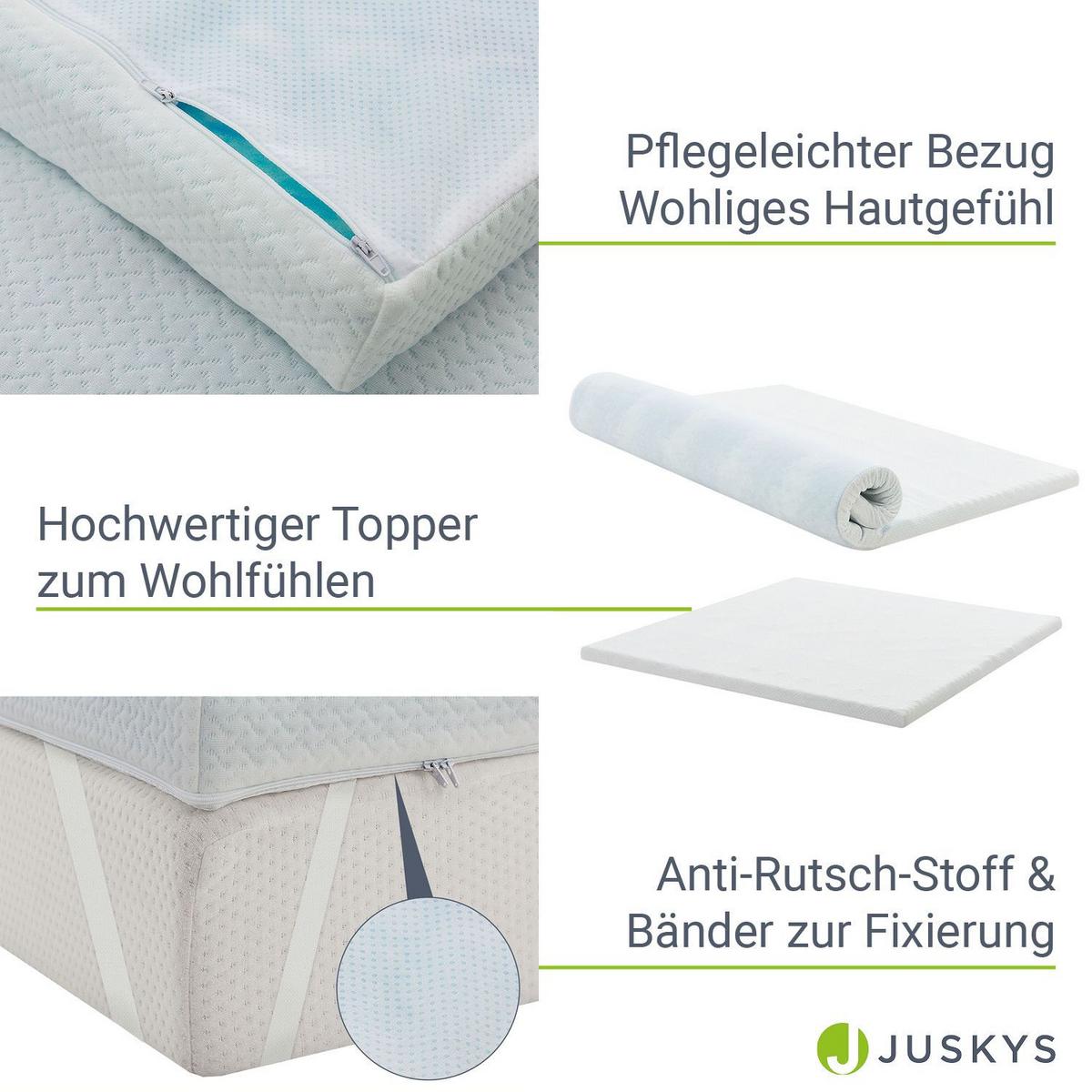 TOPPER 160x200 cm 7-Zonen Matratzenschoner aus Memory Foam - Weiß, Textil (160/200cm) - Juskys