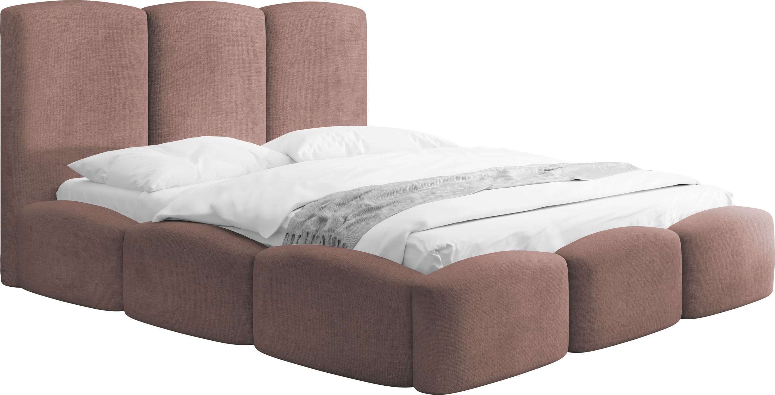 POLSTERBETT Harmony mit Bettkasten & Lattenrost in Altrosa Chenille 140 x 200 cm - Birkefarben/Altrosa, Holzwerkstoff/Kunststoff (140/200cm) - WFL GROUP