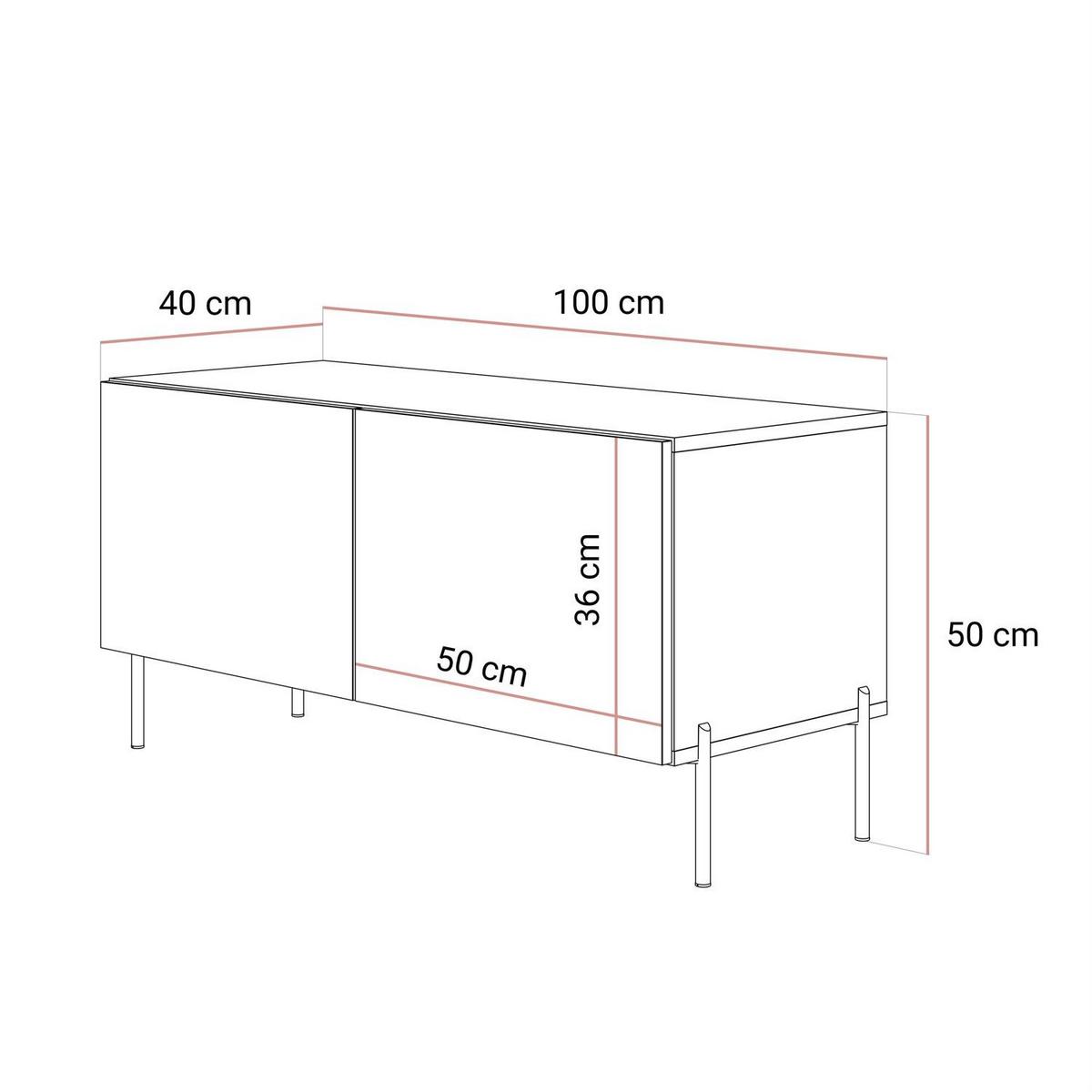 TV-SCHRANK COLGANTE 100 Kaschmir Hochglanz, ohne LED, Gerade kaschmir Füßen - Kaschmir, Holzwerkstoff (100/50/40cm) - Lookway