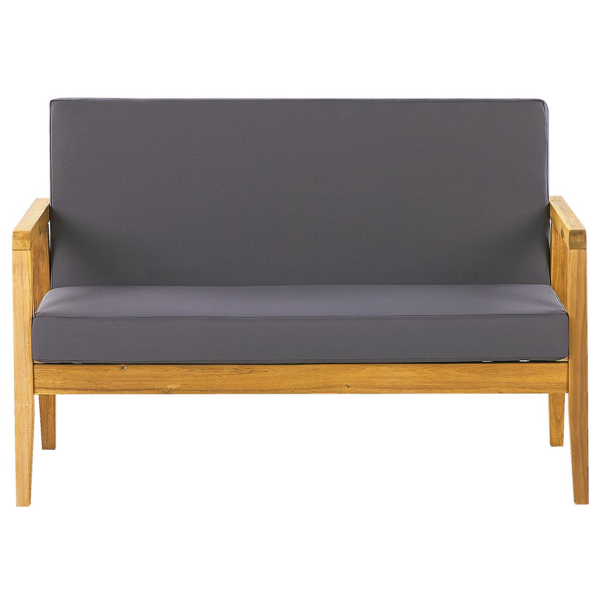 LOUNGE SET 4-Sitzer Hellbraun Auflagen dunkelgrau Pallano - Hellbraun/Dunkelbraun, Holz - Beliani