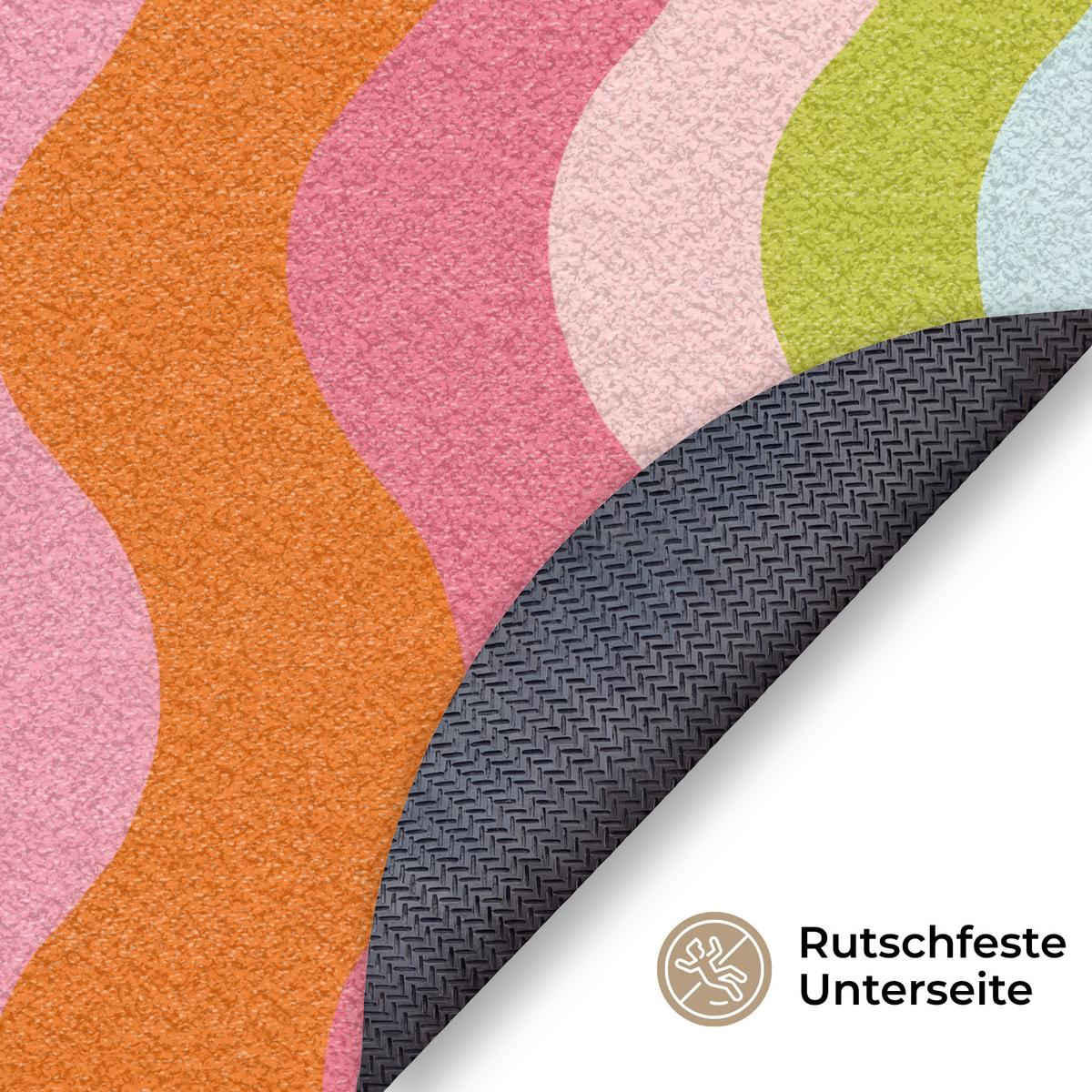 FUSSMATTE Bahnen - Wellen - Bunt - Vertikal Fußabtreter 90x90 cm - Multicolor, Kunststoff (90/0.4cm) - MuchoWow