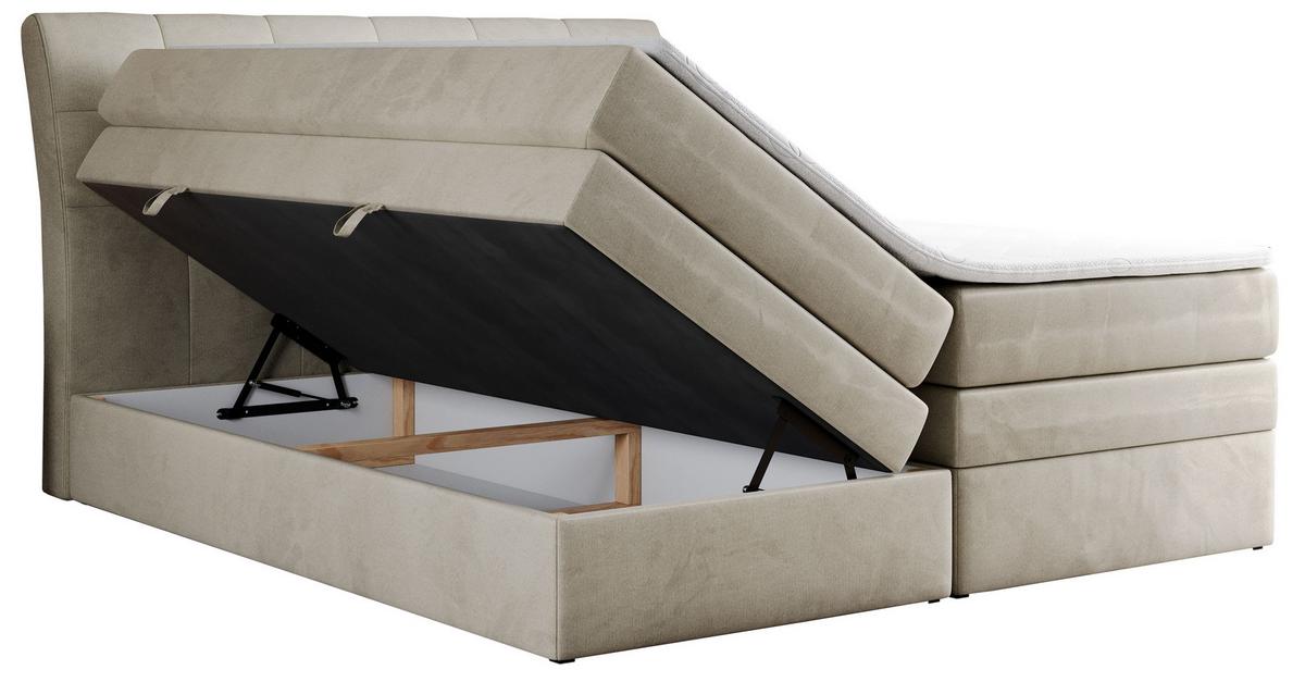 BOXSPRINGBETT GOLD-10 KING 160/200 Beige Velvet - H3 - Beige, Holz/Textil (160/200cm) - MKS