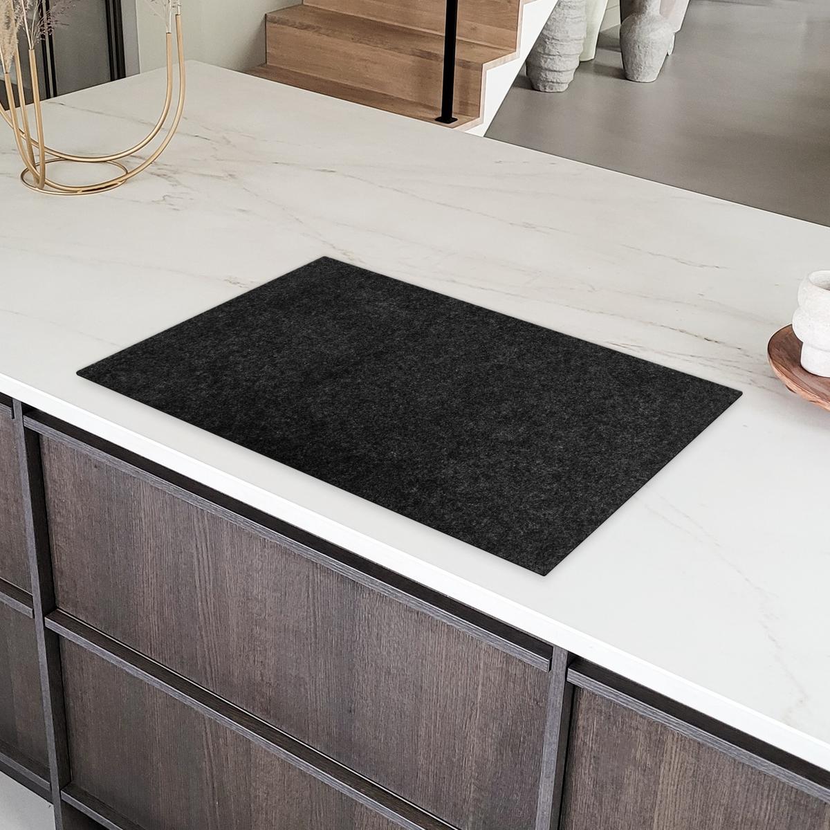 HERDABDECKPLATTE Granit - Schwarz - Granitstruktur - Dunkel Ceranfeldabdeckung 85x52 cm - Schwarz, Kunststoff (85/52/0.2cm) - MuchoWow