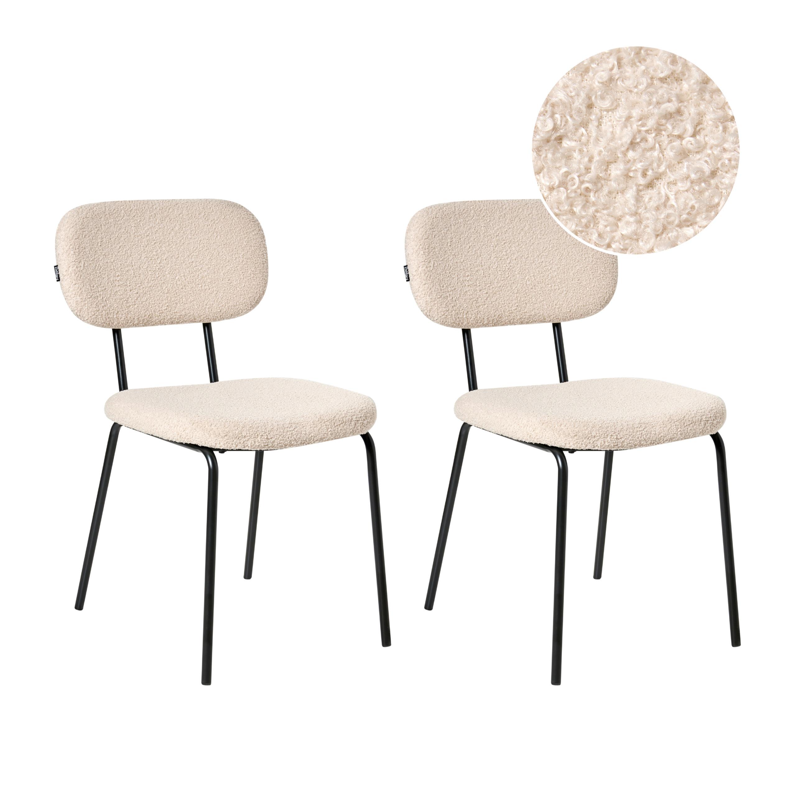 ESSZIMMERSTUHL 2er-Set Beige Adair - Beige/Schwarz, Textil (50/83/62cm) - Beliani