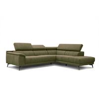 ECKSOFA FIERO 5-Sitzer, olivgrün - Schwarz/Olivgrün, Holzwerkstoff/Textil (290/228cm) - Wozimo