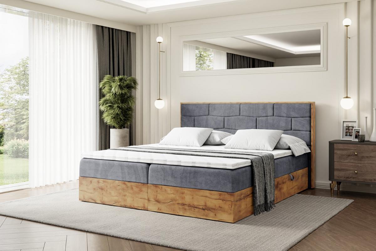 BOXBETT mit Matratze H4 und Lattenrost - LOLLI8 - 140x200 - Dunkelgrau - Grau, Holzwerkstoff/Kunststoff (140/200cm) - ALTDECOR