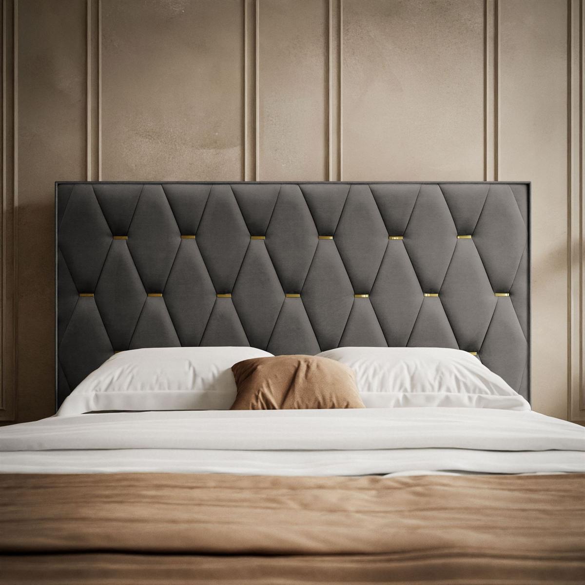POLSTERBETT IZOLDA mit hohem Kopfteil 140x200 cm Royal Velvet 185 - Graphitfarben, Textil - Lookway