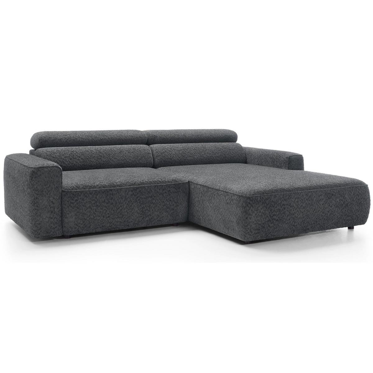 ECKSOFA Fando Dunkelgrau Chenille - Dunkelgrau/Schwarz, Kunststoff/Textil (182/252cm) - Selsey