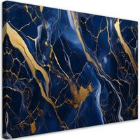LEINWANDBILD Blauer Marmor mit Gold Lofty 90x60cm - Blau, Textil (90/60cm) - Feeby