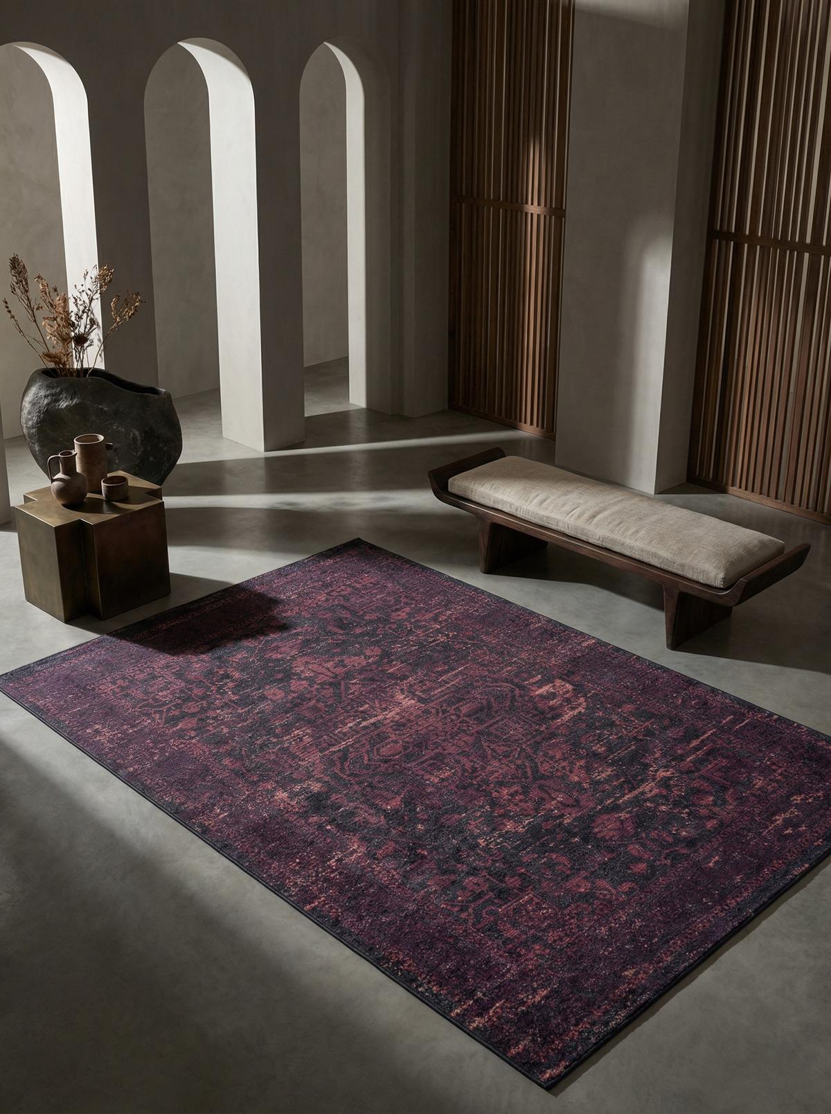 TEPPICH Flachgewebe Waschbar PIZOL in Rot, im Vintage-Stil, 200 x 290 cm - Rot, Textil (290/200cm) - KADIMA DESIGN