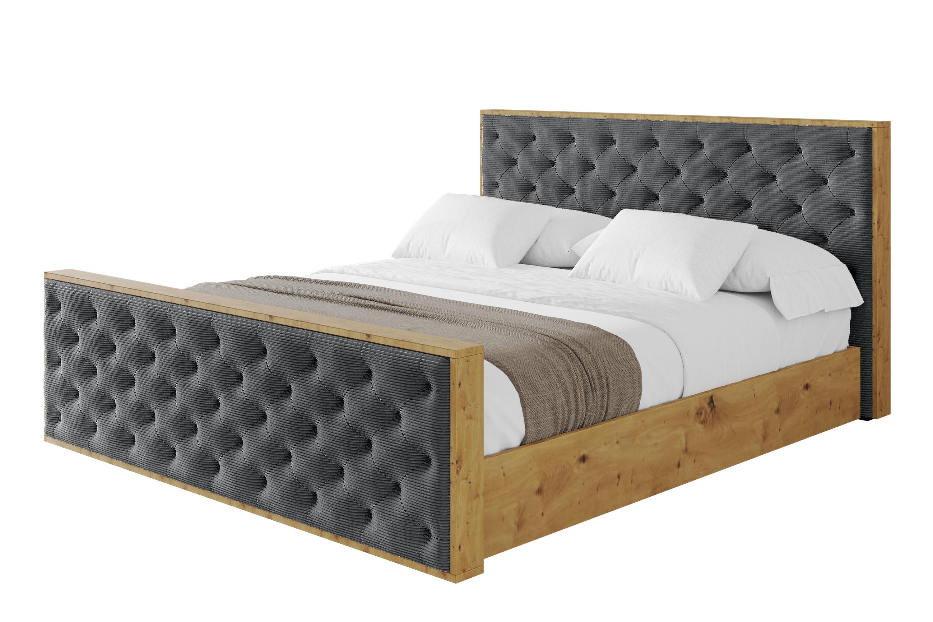 POLSTERBETT mit Bettkasten, Fußteil und Lattenrost, Boxbett ohne Matratze - ENZO3-Z 180x200 Dunkelgrau - Anthrazit, Holzwerkstoff/Textil (180/200cm) - ALTDECOR