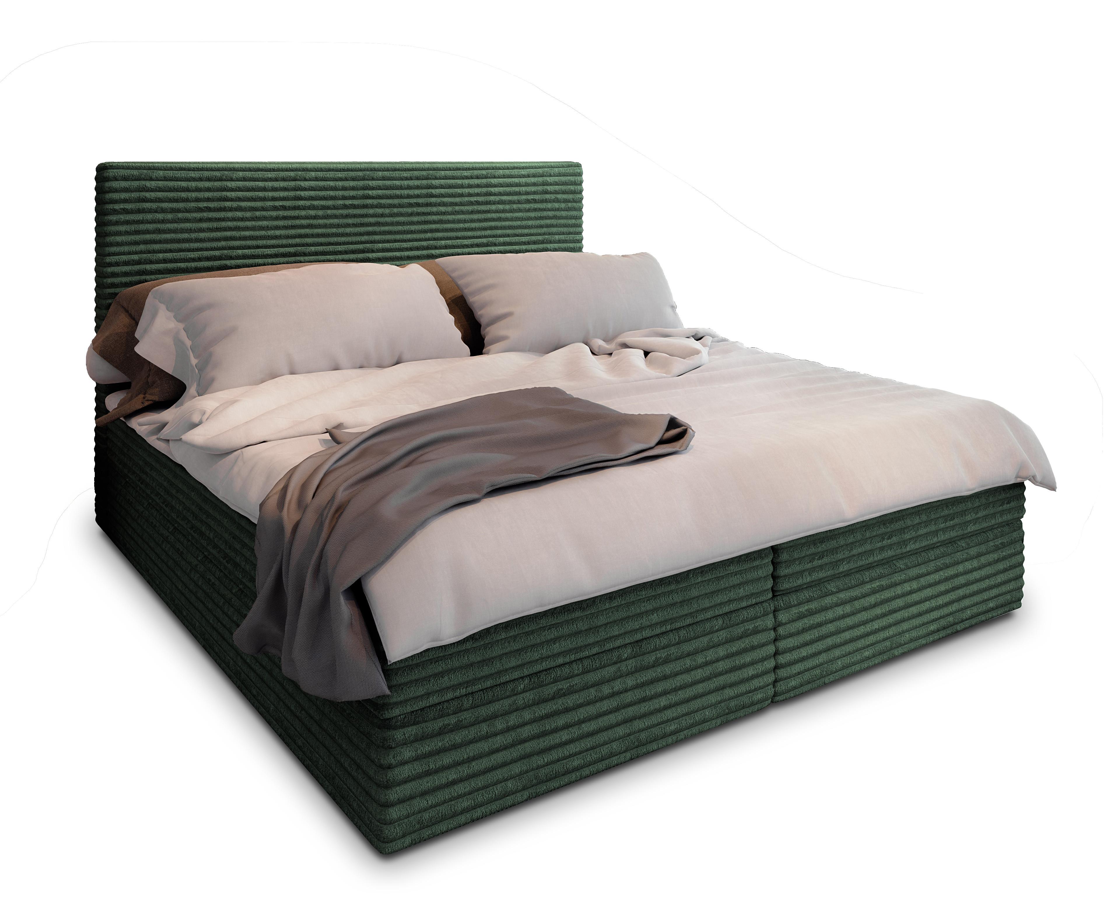 BOXBETT PISA 140x200 cm mit Matratze und Topper - Grün - Grün, Holz (140/200cm) - MASSENO