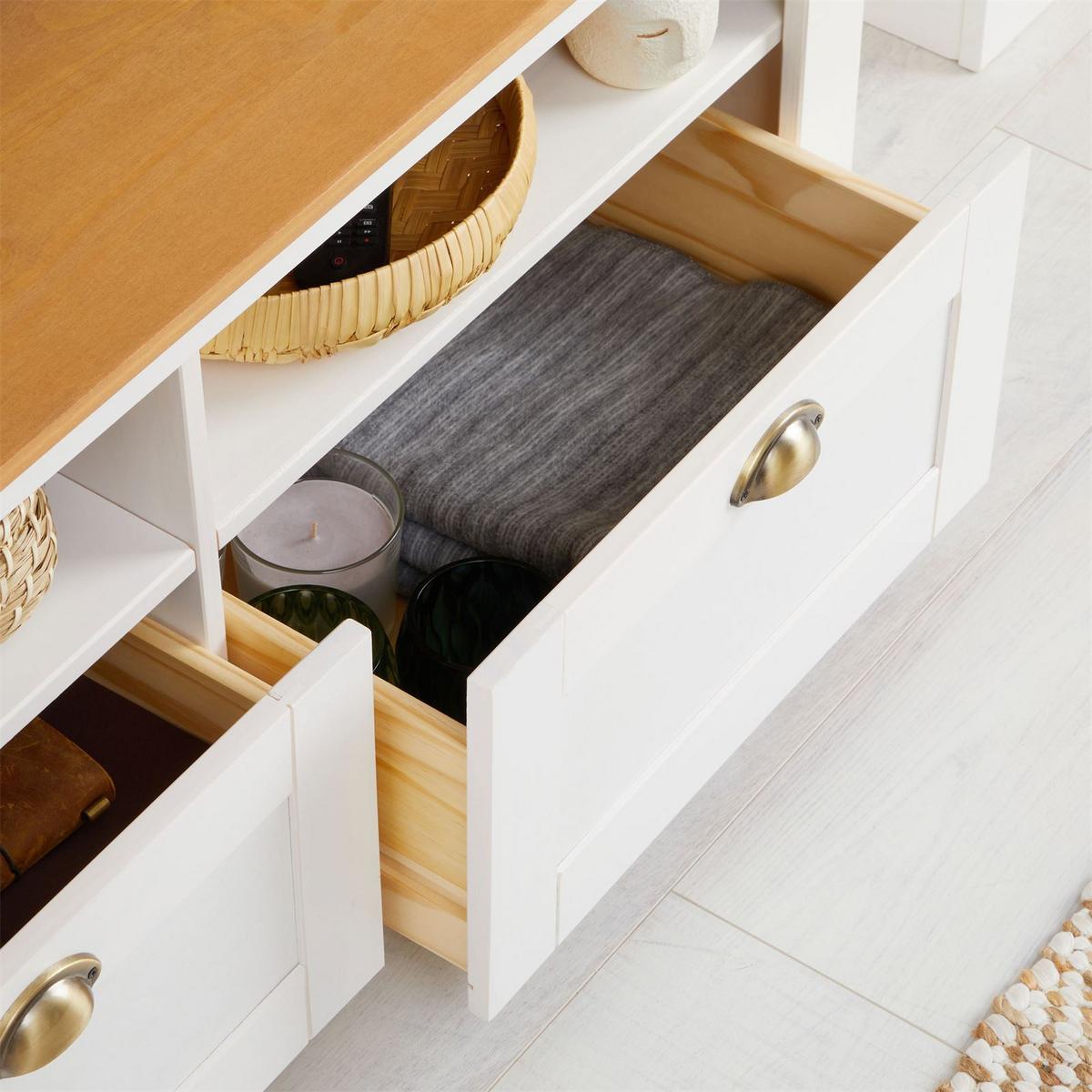 TV-LOWBOARD BOLTON weiß/braun - Weiß/Braun, Holz (110/50/40cm) - IDIMEX