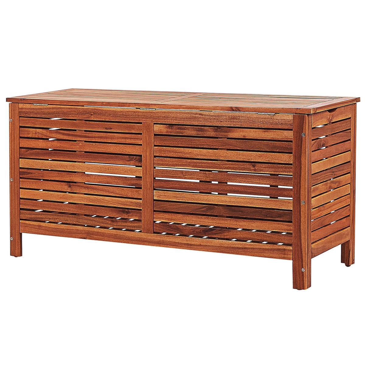 AUFLAGENBOX Akazienholz dunkelbraun 130/48 cm Riviera - Dunkelbraun, Holz (130/64/48cm) - Beliani