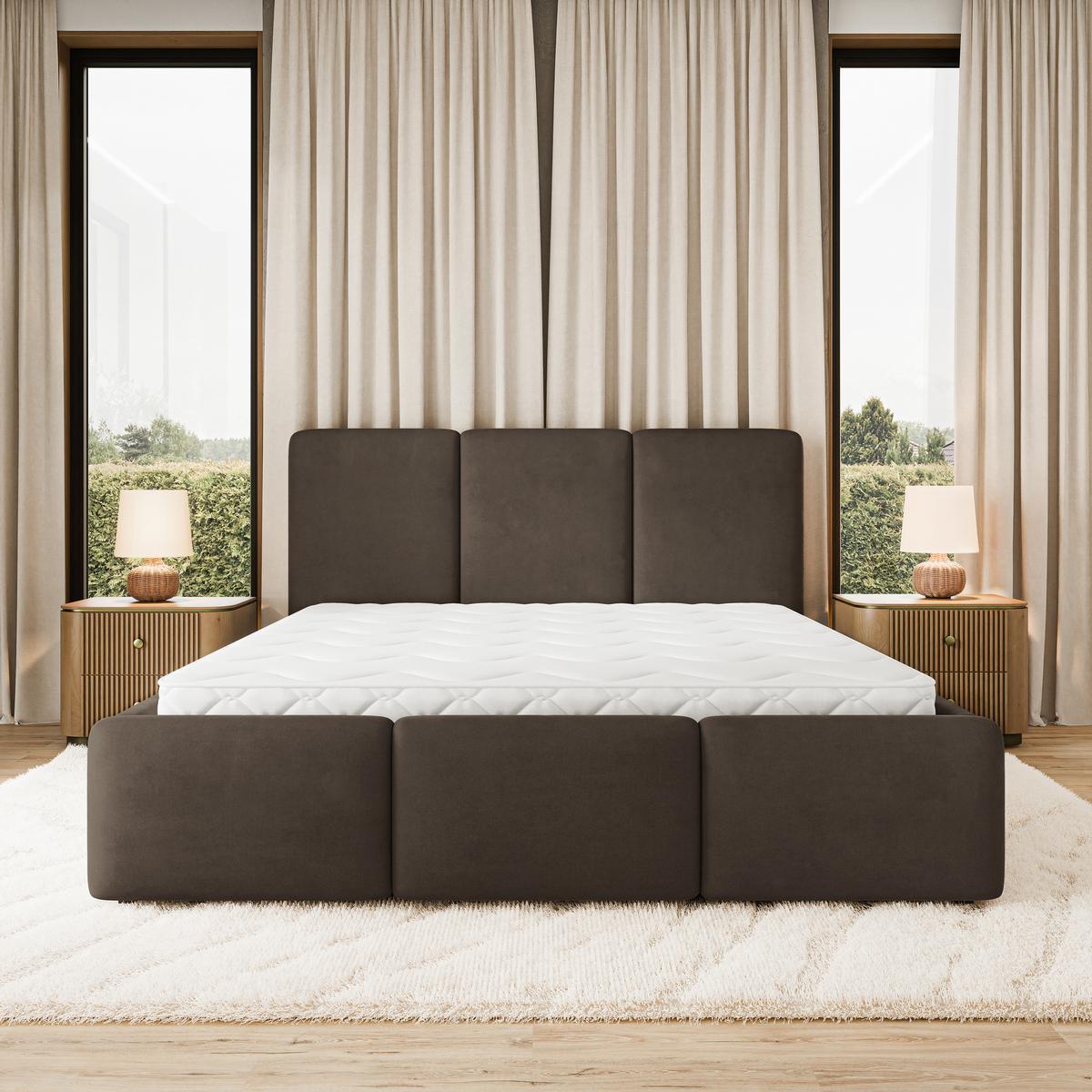 POLSTERBETT MORENA MGV 200x200 cm mit Bettkästen - Braun - Braun, Holz (200/200cm) - MASSENO