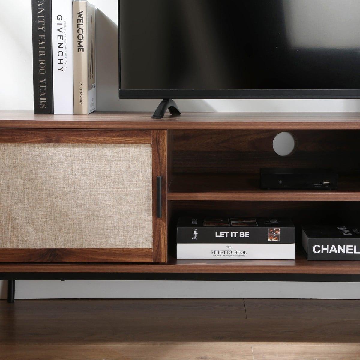 TV-MÖBEL in walnussdekor mit fronten aus stoff jetson 39,5/45/140 cm - Nussbaumfarben, Holzwerkstoff (39.5/45/47.5cm) - Calicosy