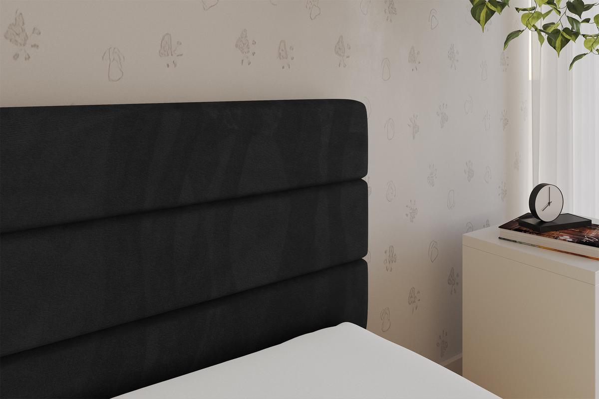 EINZELLBETT Jugendbett mit Bettkasten und Matratze H3/H4, Links - BEMY 80x200 Schwarz - Schwarz, Holzwerkstoff/Textil (80/200cm) - ALTDECOR