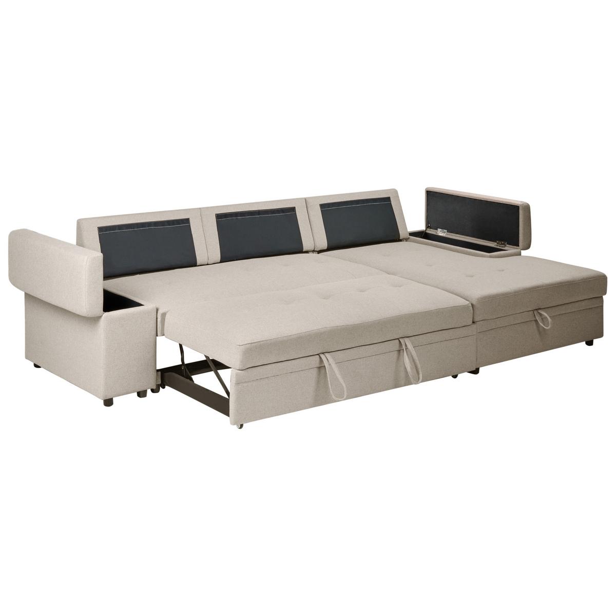 ECKSCHLAFSOFA 3-Sitzer Kunstleinen Beige linksseitig Hrisey - Beige, Textil (293/161cm) - Beliani
