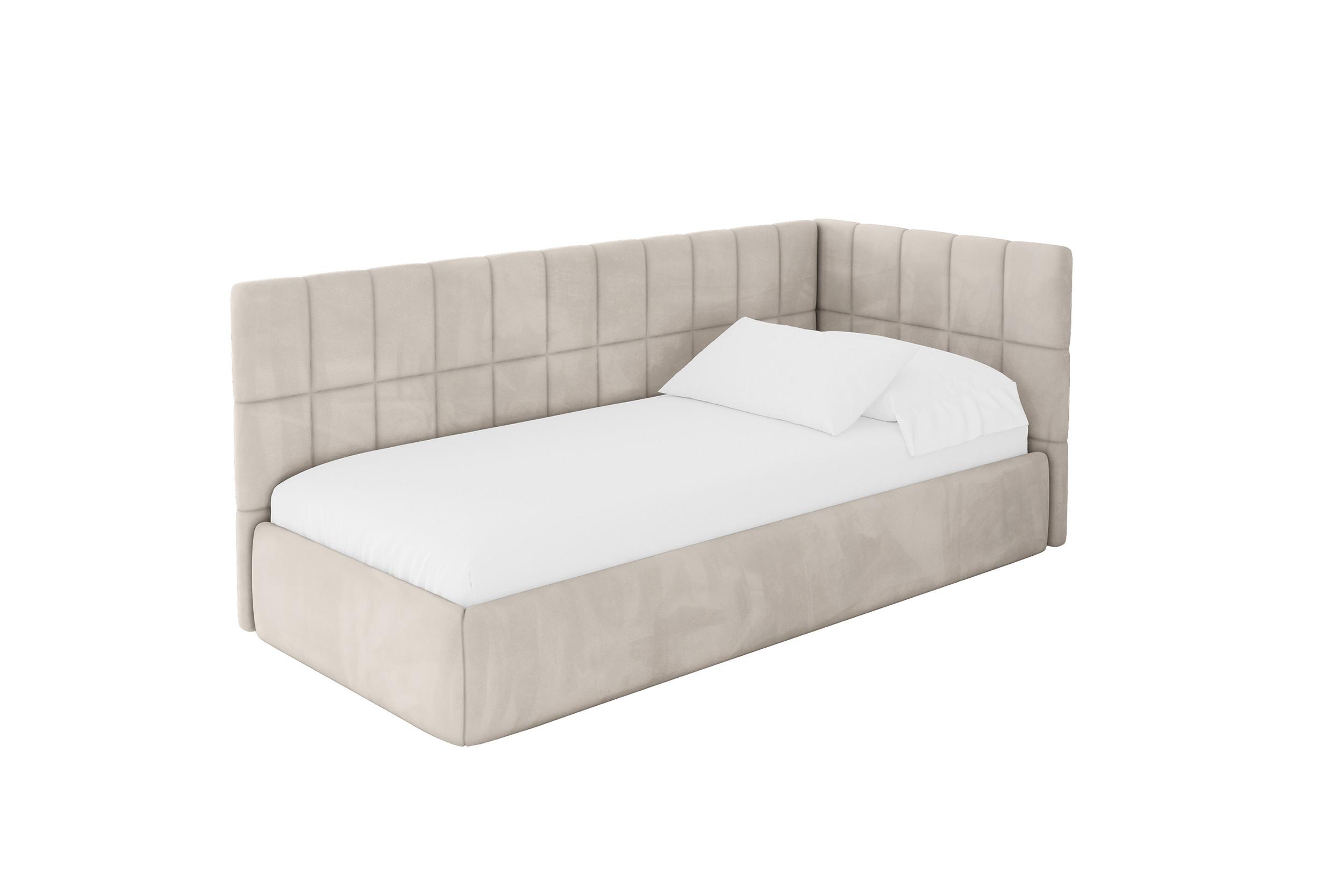 EINZELLBETT Jugendbett mit Bettkasten, Links - TULY 100x200 Beige - Ecru, Holzwerkstoff/Textil (100/200cm) - ALTDECOR