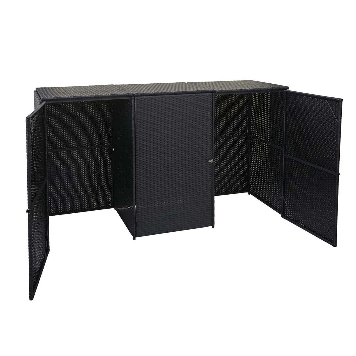 3ER-MÜLLTONNENVERKLEIDUNG Schwarz - Schwarz, Kunststoff (195/110/66cm) - MCW