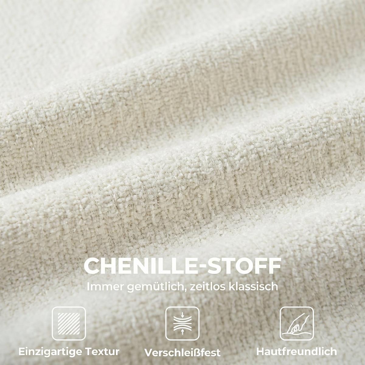 SCHREIBTISCHSTUHL Polyester Cremeweiß - Creme/Weiß, Textil/Metall (57/83/58cm) - HOMCOM