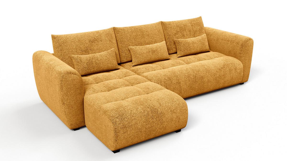 ECKSOFA SORENO 4-Sitzer, gelb - Gelb/Schwarz, Holz/Textil (293/171cm) - Wozimo