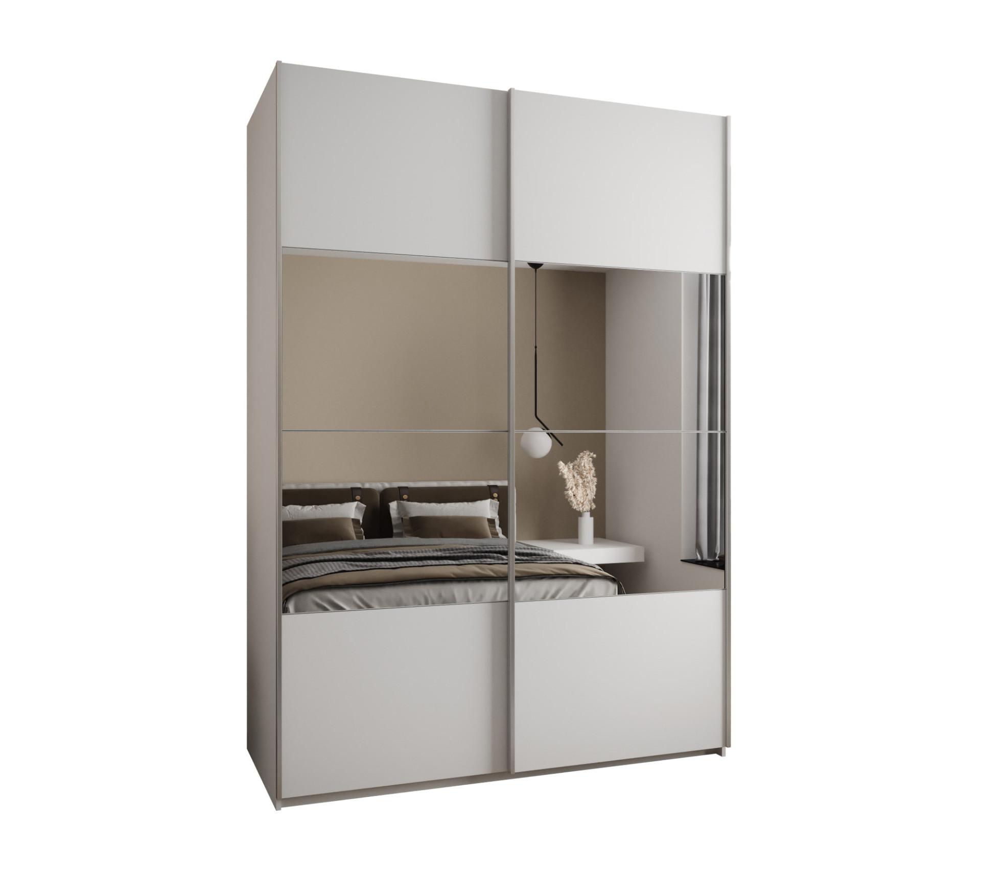 SCHWEBETÜRENSCHRANK 245,5/170/64 2-türig - Silberfarben/Weiß, Holz/Metall (170/245/64cm) - Abiks Möbel