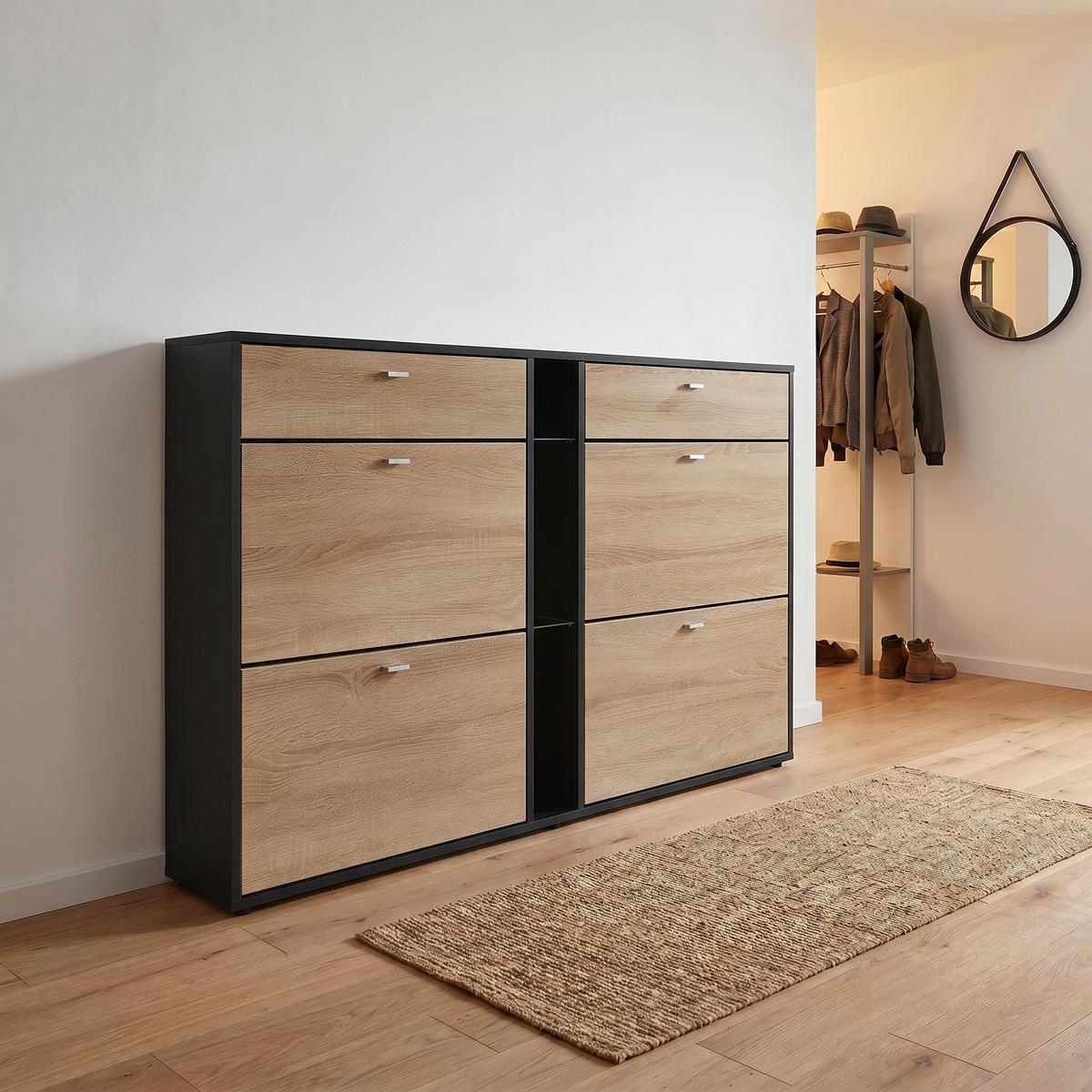 SCHUHSCHRANK Today Fronten in Eiche sägerau - Eiche San Remo, Holzwerkstoff (155.5/95/28cm) - Vladon