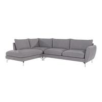 ECKSOFA Elou Grau Microfaser - Chromfarben/Grau, Holz/Textil (277/200cm) - S-Style Möbel