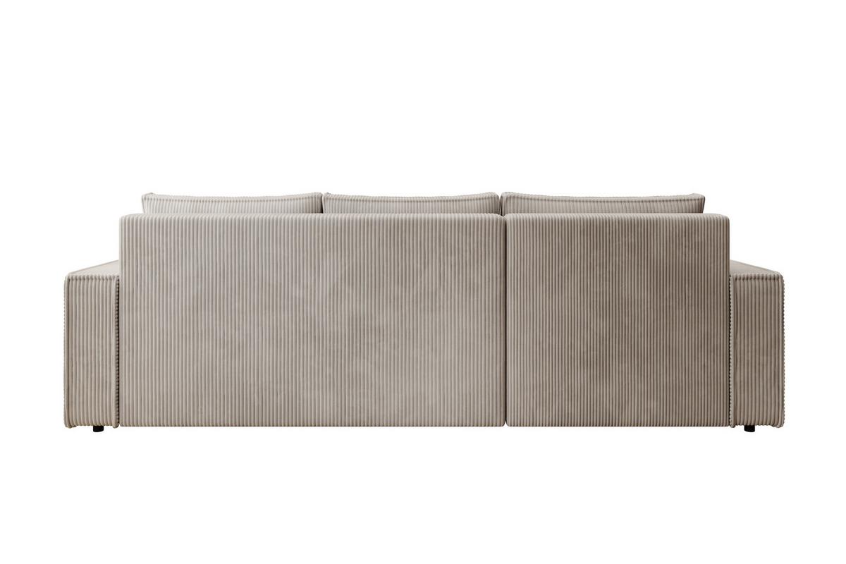 ECKSOFA CUDDY L, Eckcouch in L-Form mit Schlaffunktion und Bettkasten, Farbe: Hellgrau, Cordstoff, Ottomane Links - Hellgrau, Textil (240/140cm) - Storez24