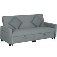 SCHLAFSOFA Polyester Eukalyptusholz Grau - Grau, Textil (90/89/196cm) - HOMCOM