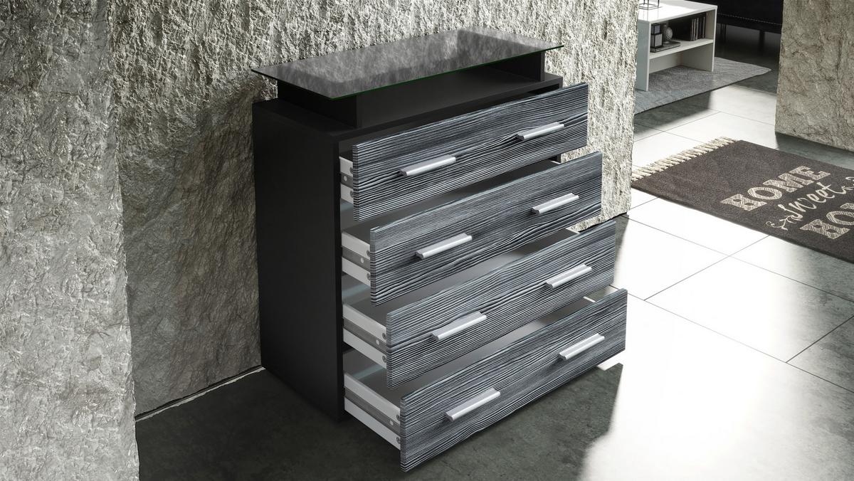 KOMMODE Pavos Brombeer Hochglanz - Brombeere, Holzwerkstoff (76/81/35cm) - Vladon
