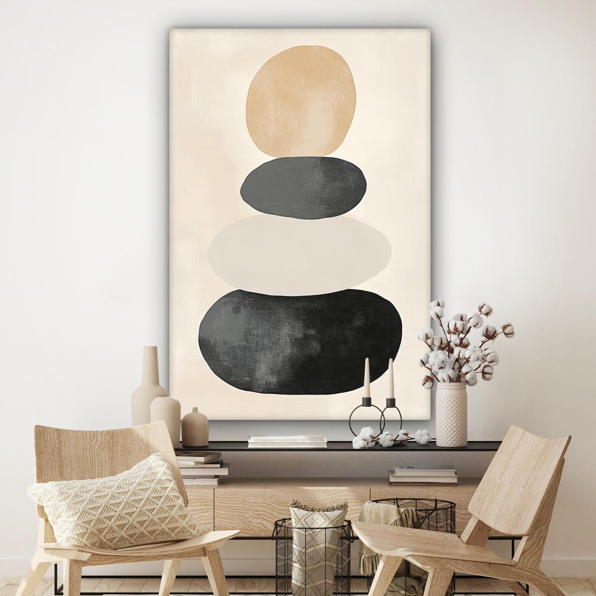 LEINWANDBILD Japandi - Wabi sabi - Beige Deko Groß 90x140 cm - Taupe, Textil (90/140cm) - MuchoWow