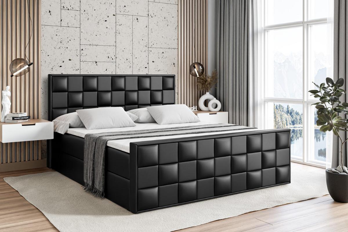 BOXBETT ZAFIRA - 120x200 - H3 - Schwarz Hochglanz - Schwarz Hochglanz, Holzwerkstoff (120/200cm) - ALTDECOR