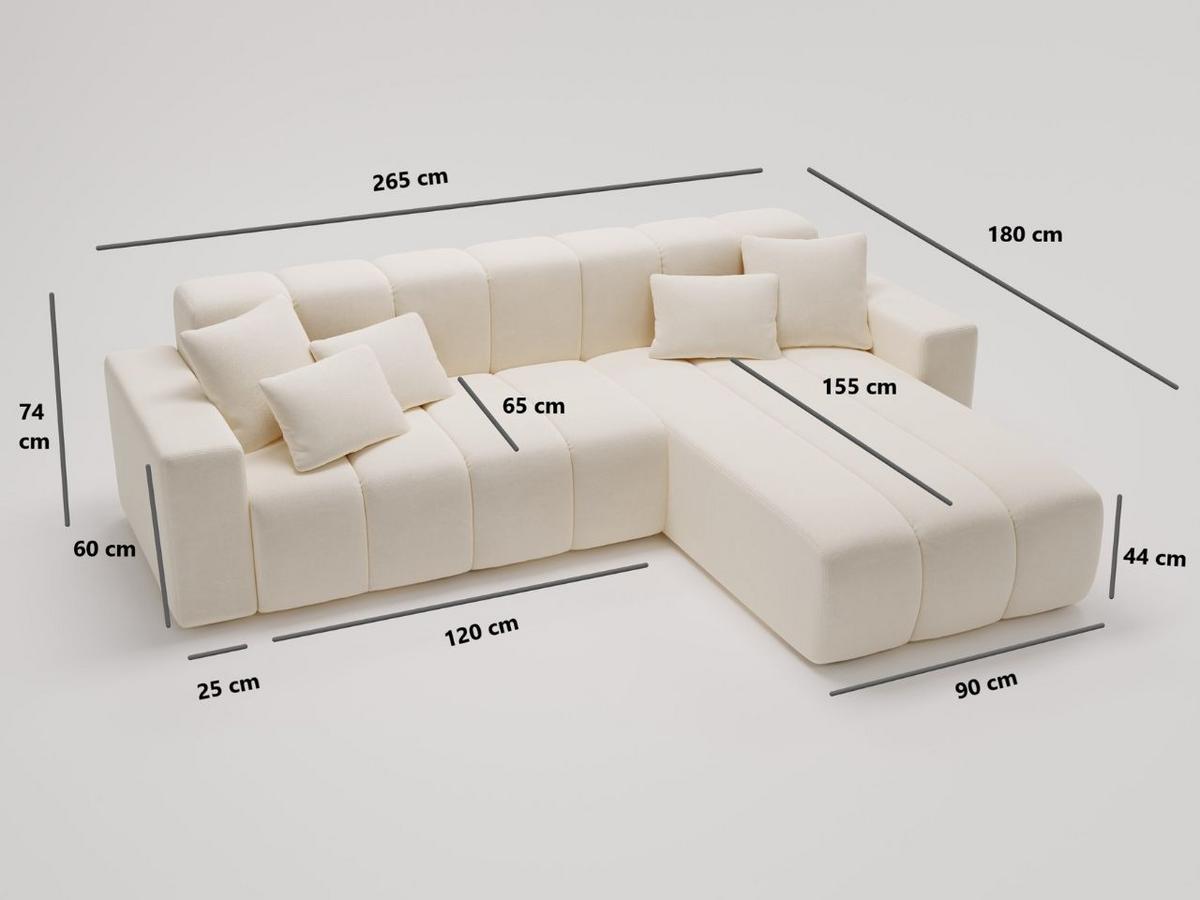 ECKSOFA Nork Creme Rechts - Creme, Holz/Textil (265/180cm) - Graingold
