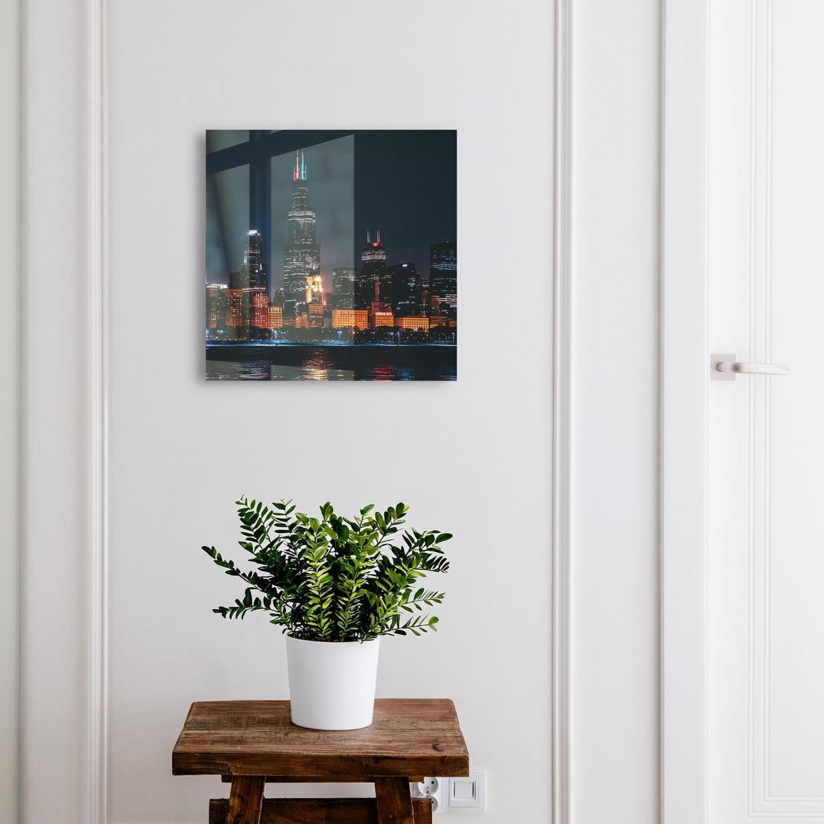SCHLÜSSELBOX Schwarz 30x30 cm- Türöffnung nach rechts - Nachtstadt - Schwarz, Metall (30/30/5cm) - TULUP