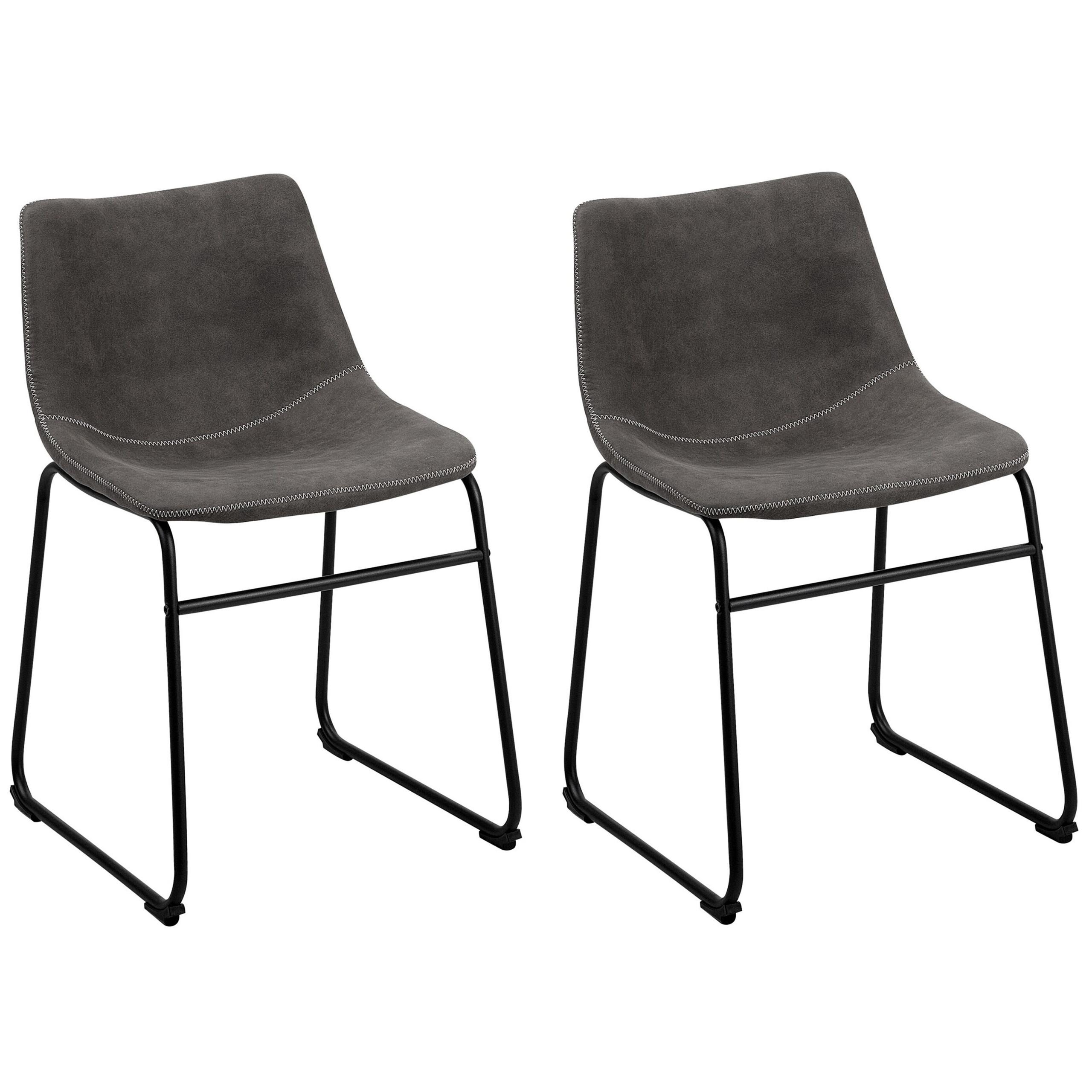 ESSZIMMERSTUHL 2er-Set Polsterbezug Grau Batavia - Grau, Textil/Metall (45/74/44cm) - Beliani